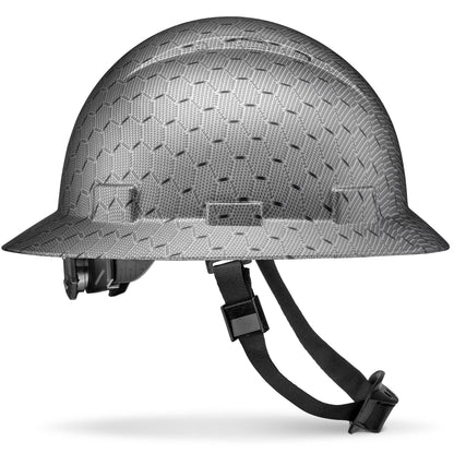 Full Brim Silver and Black Honeycomb Graphite Design Matte Finish Non-Vented Hard Hat