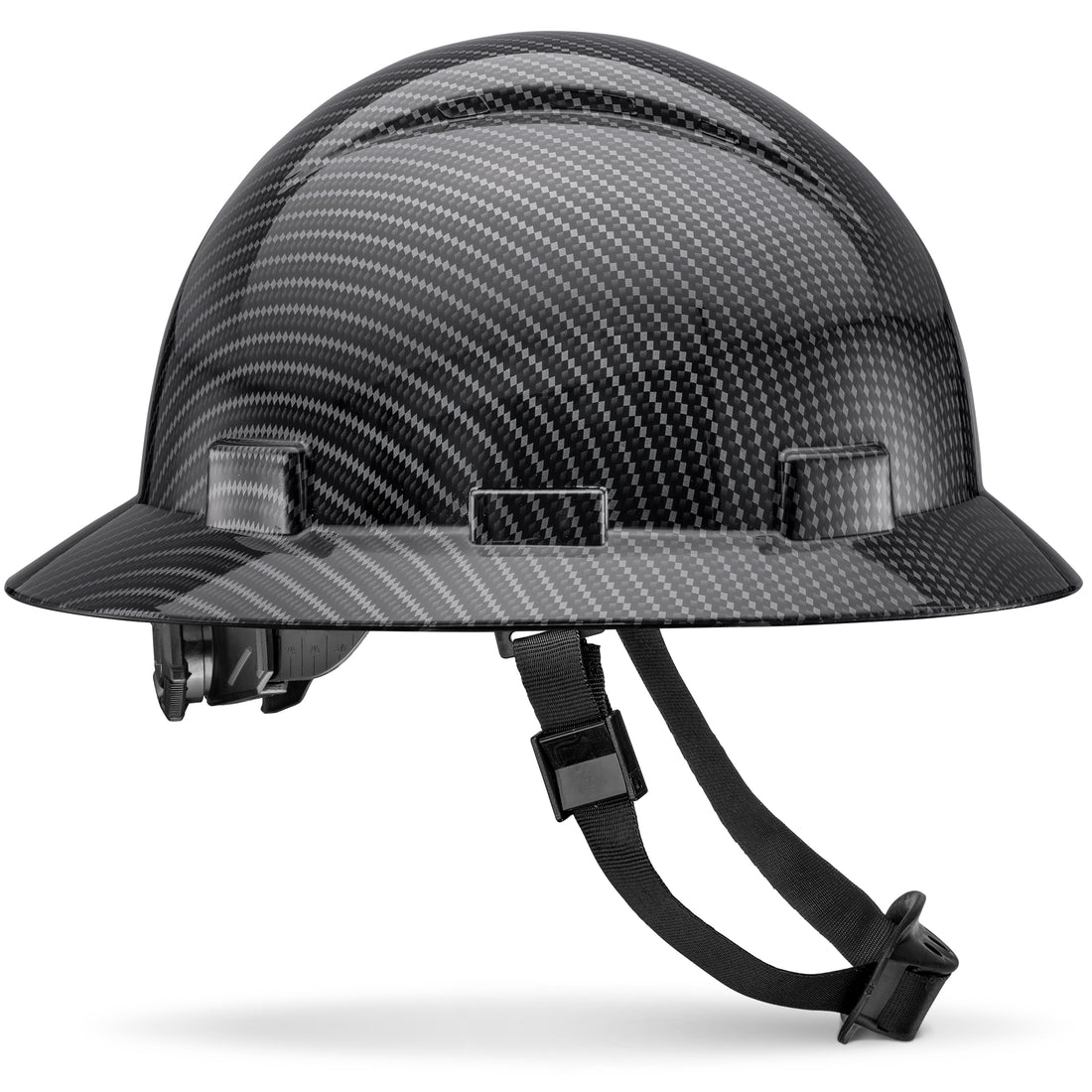 Full Brim Classic Black Graphite Design Gloss Finish Non-Vented Hard Hat