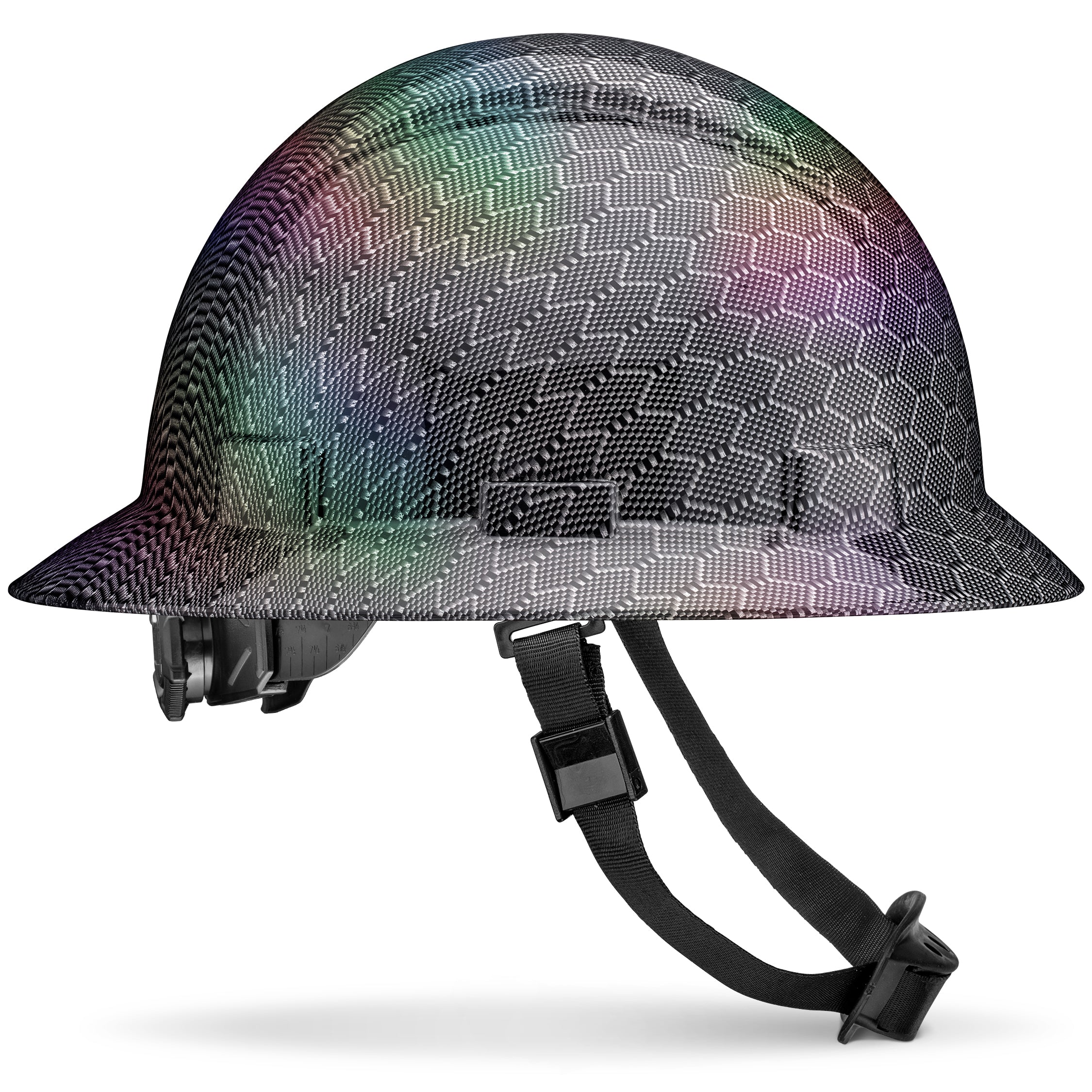 ACERPAL Full Brim Hard Hat OSHA Safety Helmet Custom Laser Honeycomb Graphite Design Hardhat with Gloss Finish AcerPal