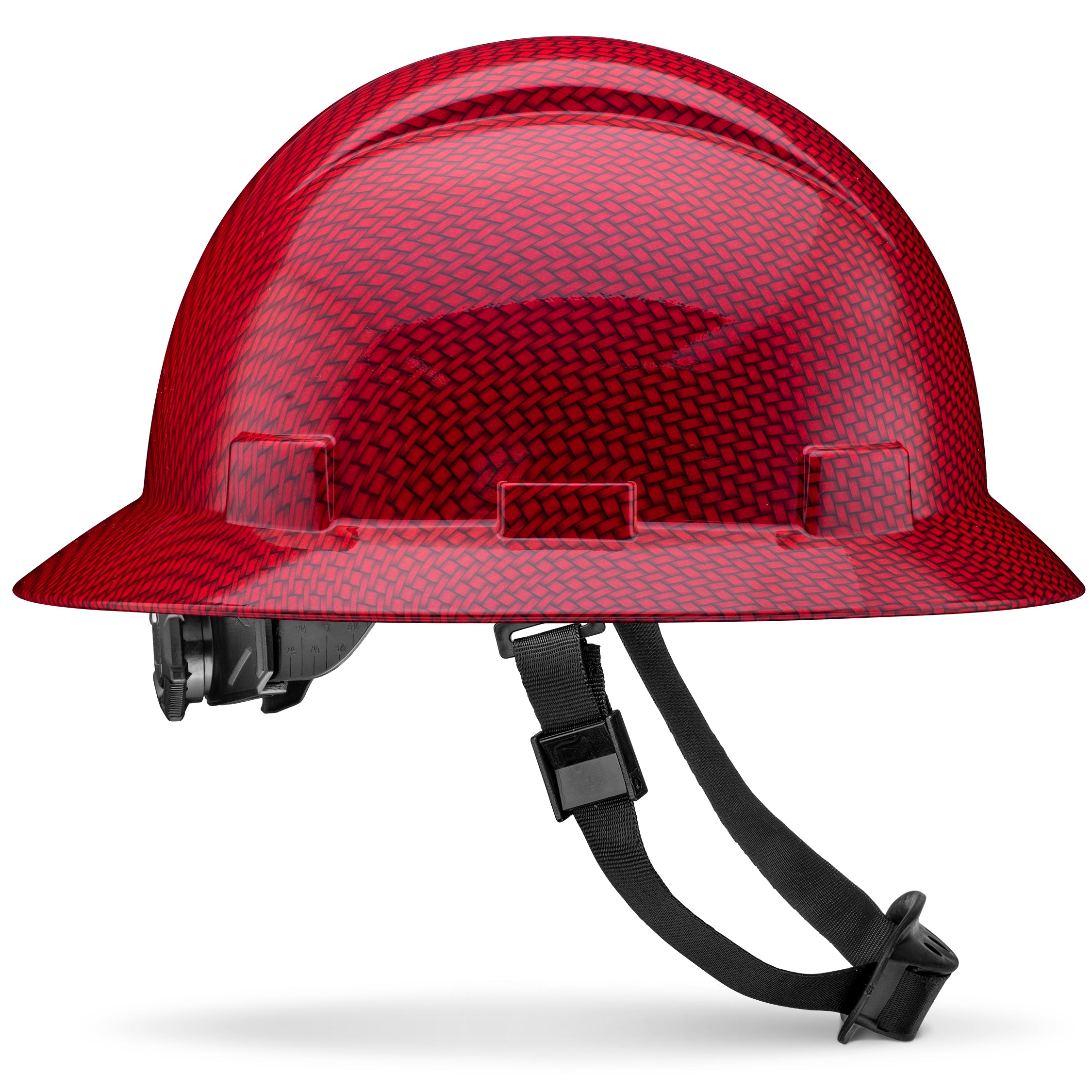 Full Brim Red Weave Graphite Design Gloss Finish Non-Vented Hard Hat