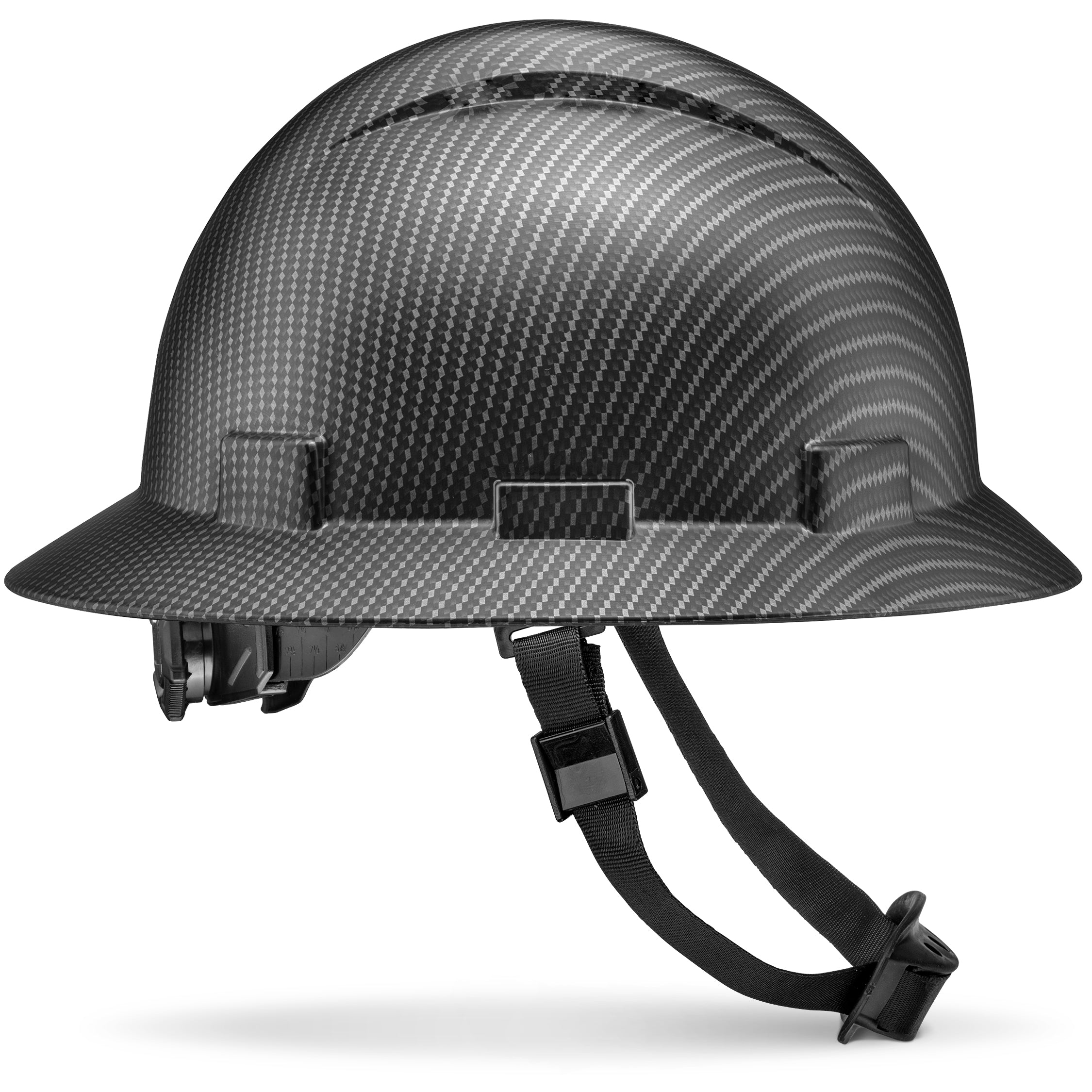 Full Brim Classic Black Graphite Design Matte Finish Non-Vented Hard Hat