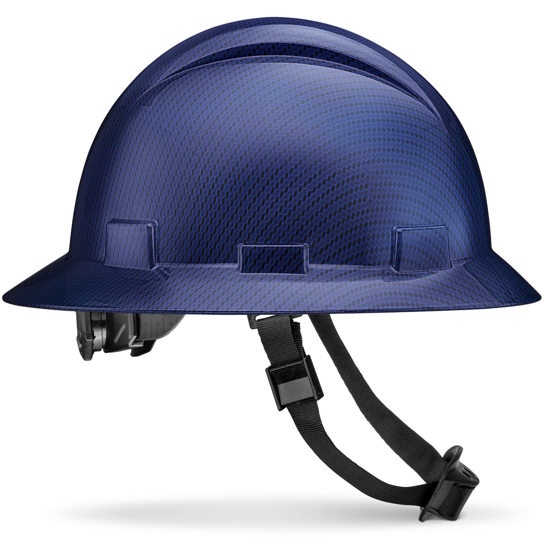 Full Brim Beguiled Blue Carbon Fiber Design Gloss Finish Non-Vented Hard Hat