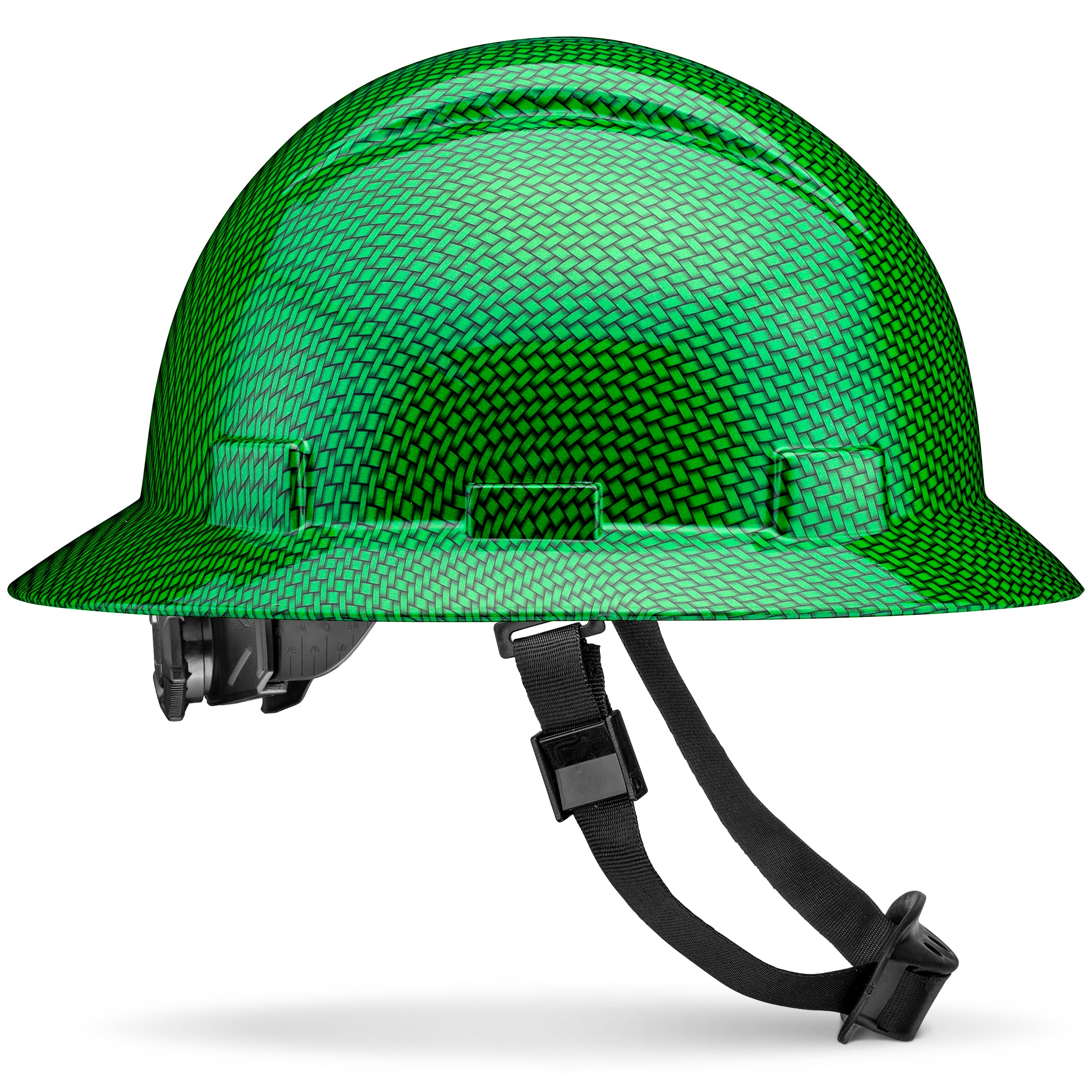 Full Brim Green Weave Graphite Design Gloss Finish Non-Vented Hard Hat