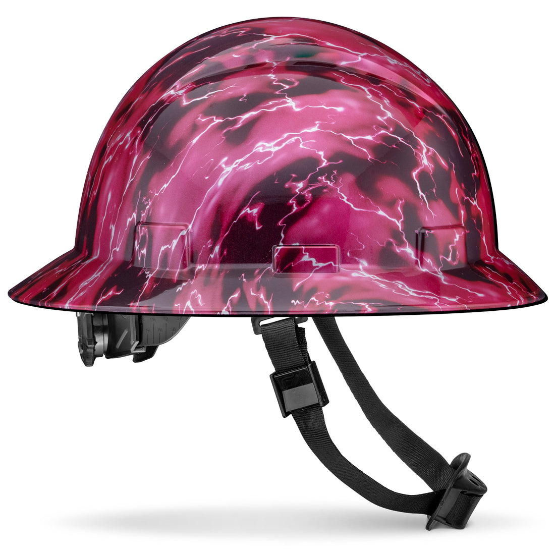 Full Brim Pink lightning Gloss Finish Non-Vented Hard Hat