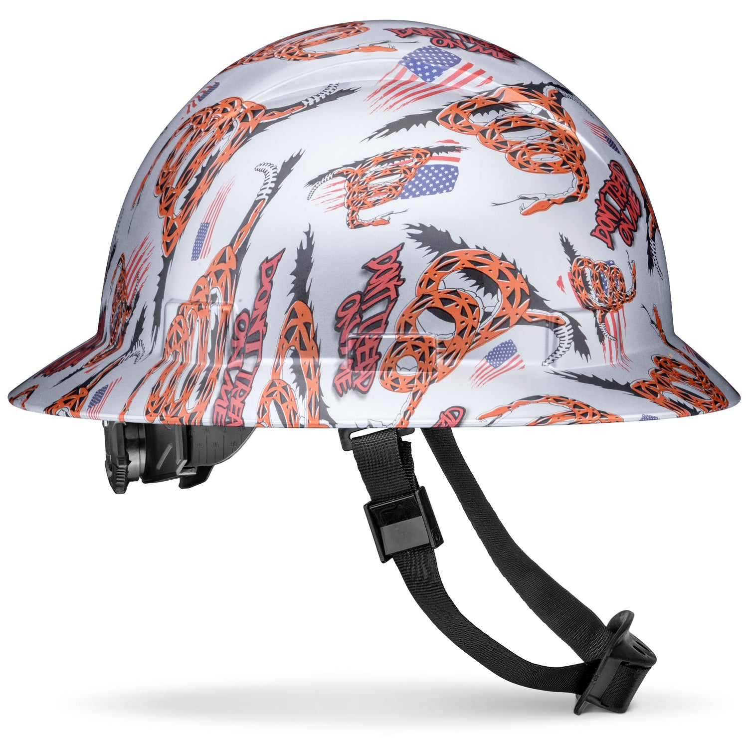 Acerpal 1Cp8Wh6M-Ksg Full Brim Hard Hat, Custom Gadsden Flag Design Sa