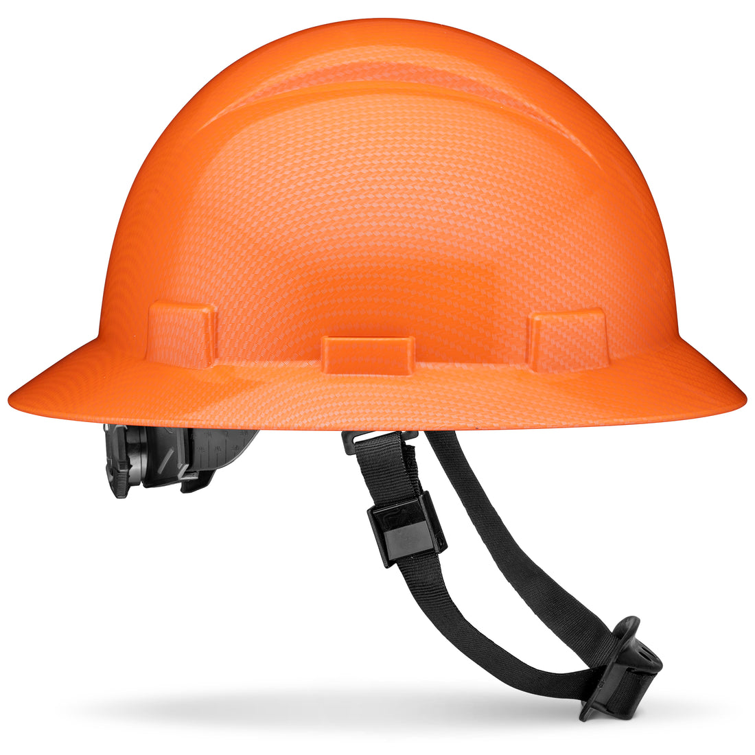 Full Brim Orange Textured Carbon Fiber Design Gloss Finish Non-Vented Hard Hat