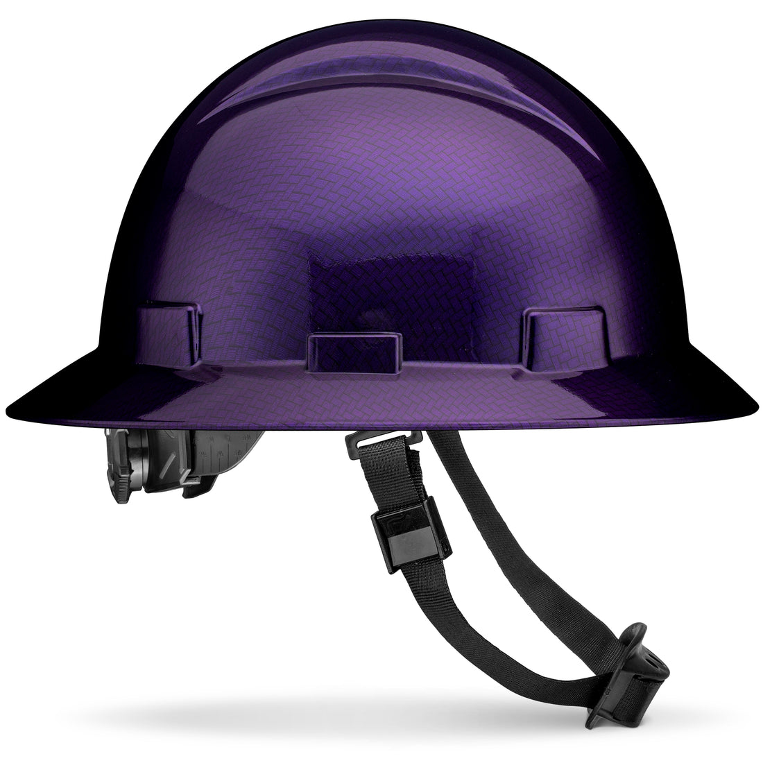 Full Brim Purple Weave Carbon Fiber Design Gloss Finish Non-Vented Hard Hat