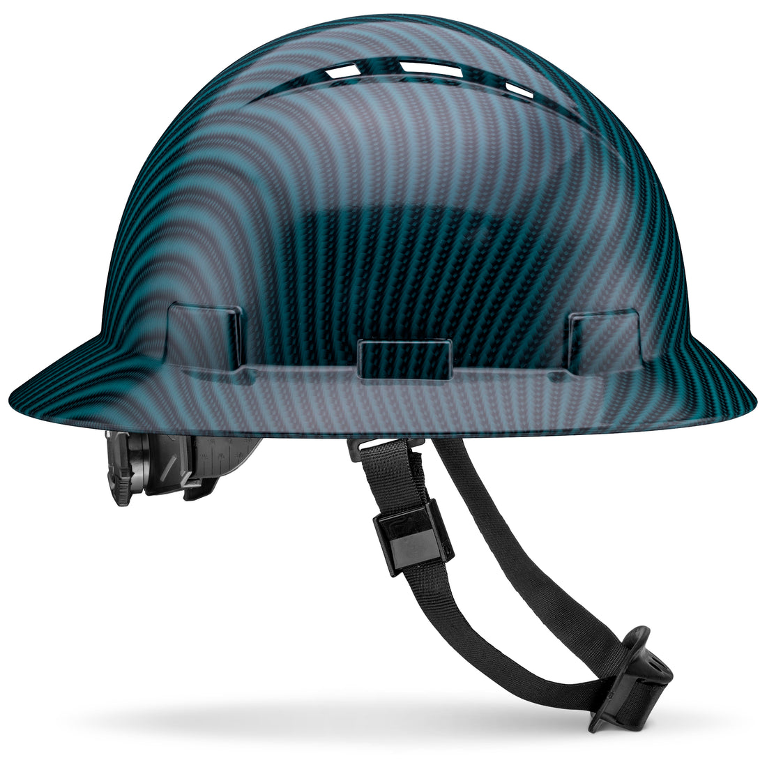 Full Brim Green Carbon Fiber Design Carbon Fiber Design Gloss Finish Vented Hard Hat