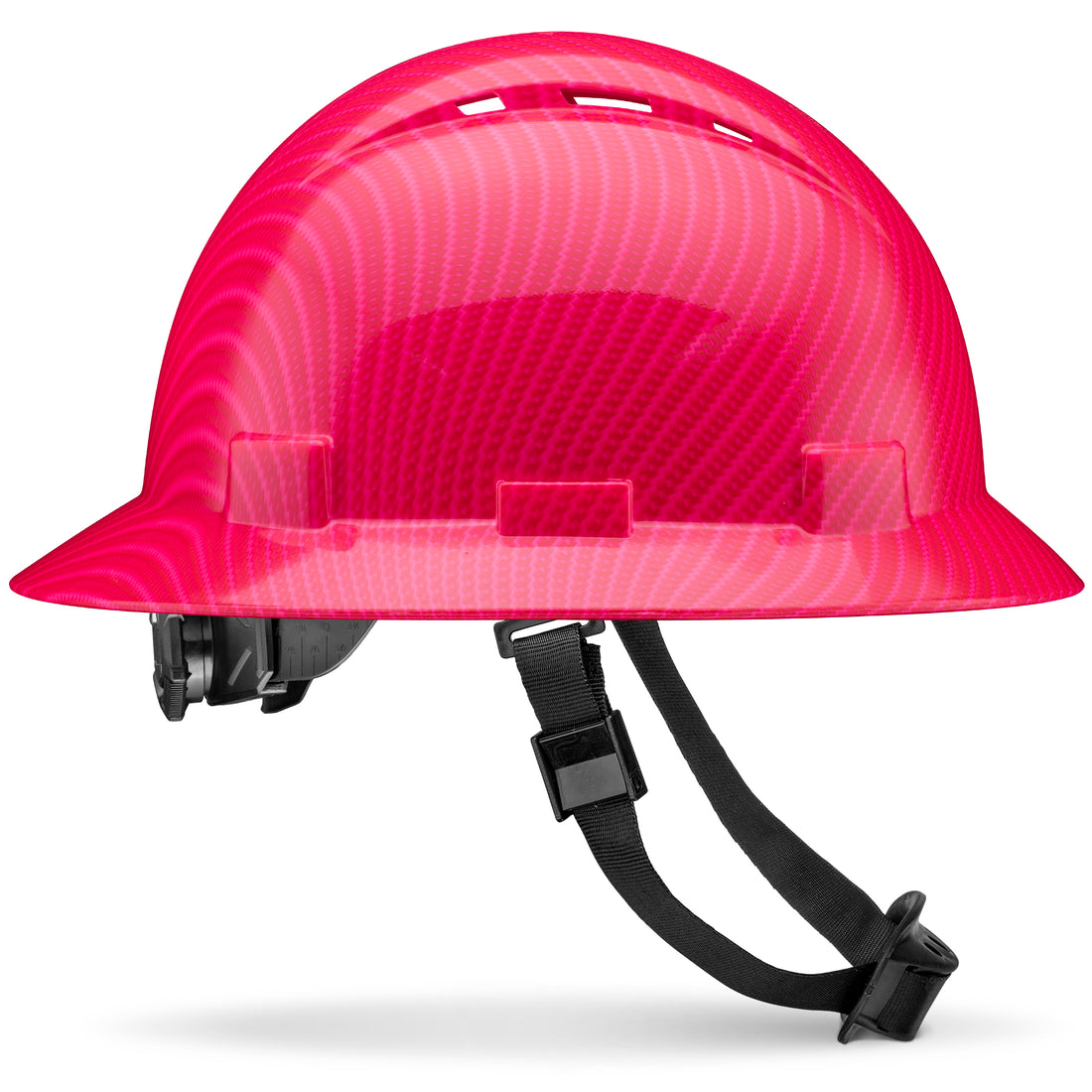 Full Brim Pink Carbon Fiber Design Carbon Fiber Design Gloss Finish Vented Hard Hat