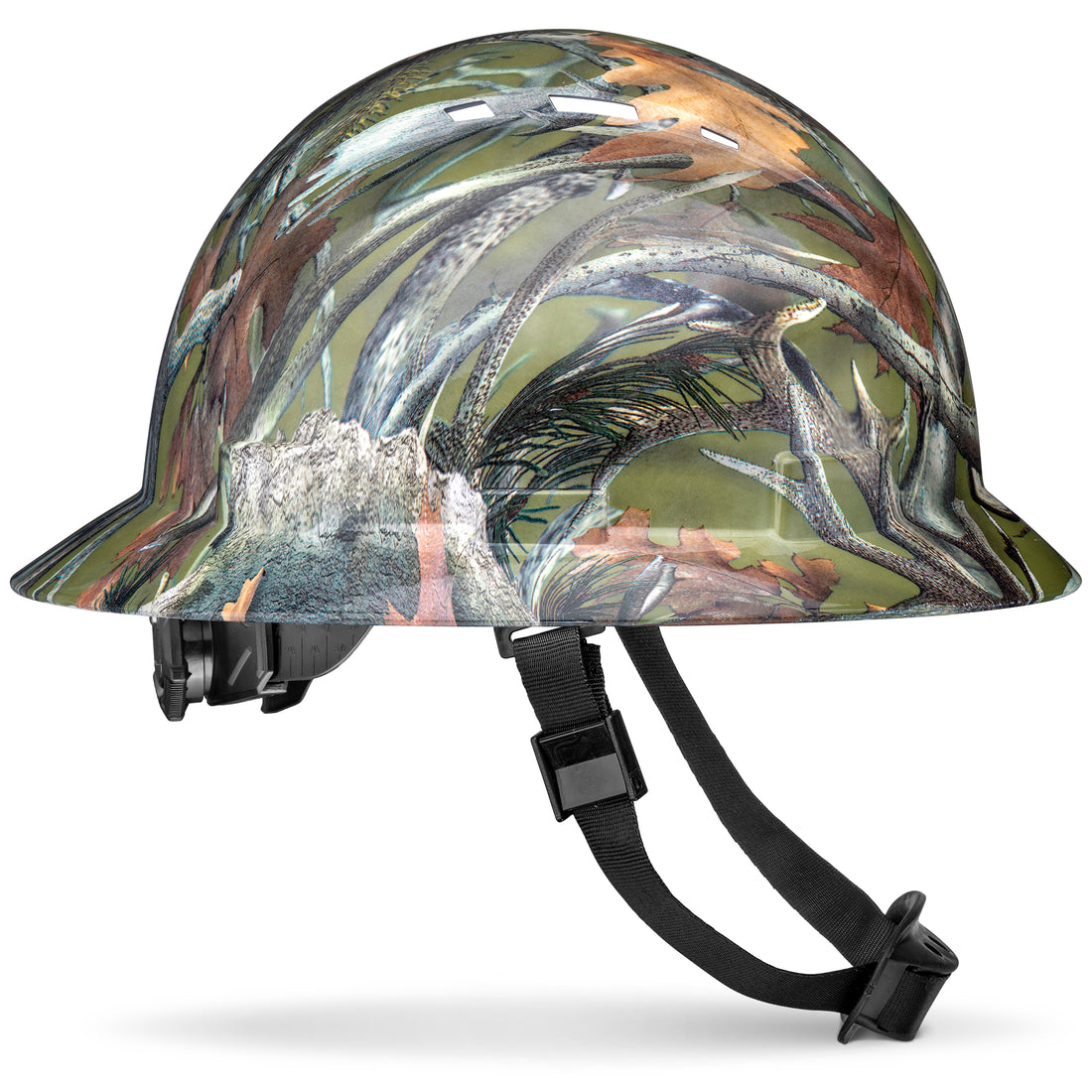 Full Brim Forest Fall Camo Gloss Finish Vented Hard Hat