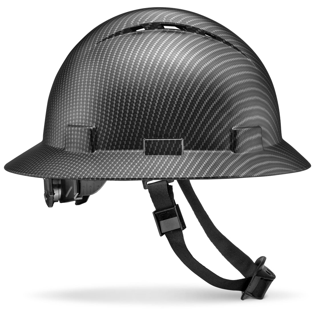Full Brim Classic Black Carbon Fiber Carbon Fiber Design Matte Finish Vented Hard Hat