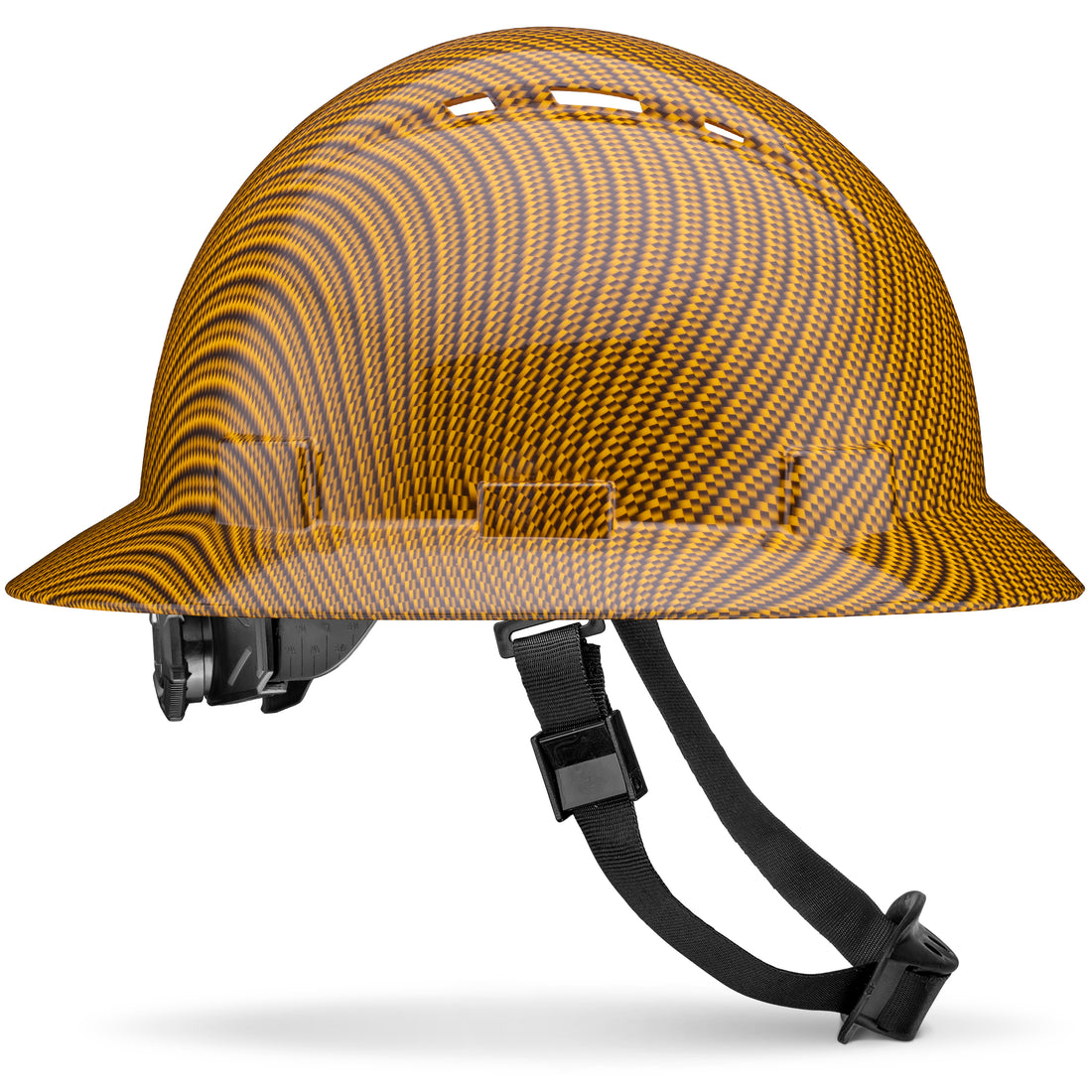 Full Brim Yellow Carbon Fiber Carbon Fiber Design Gloss Finish Vented Hard Hat