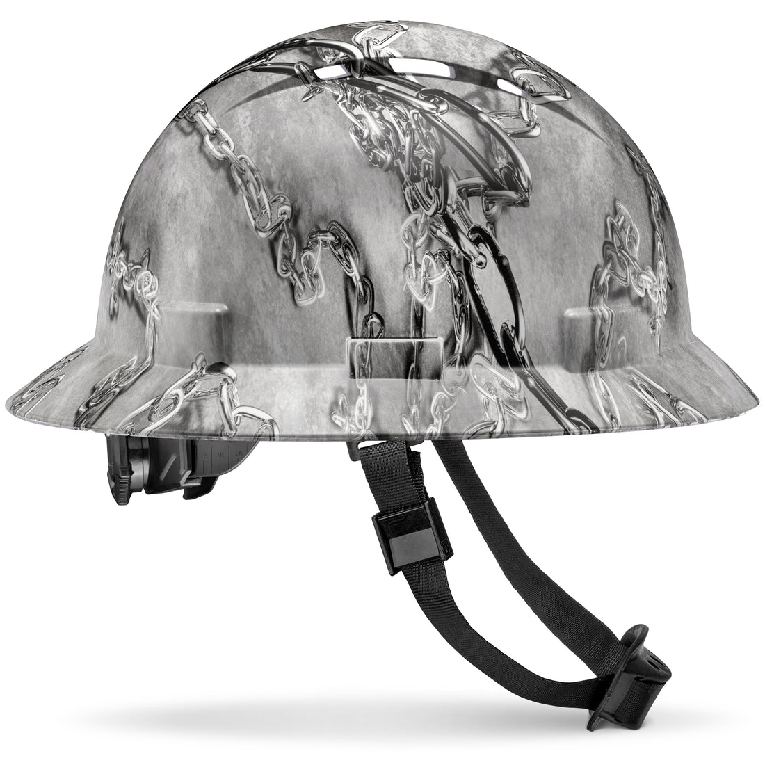 Full Brim Chain Matte Finish Vented Hard Hat