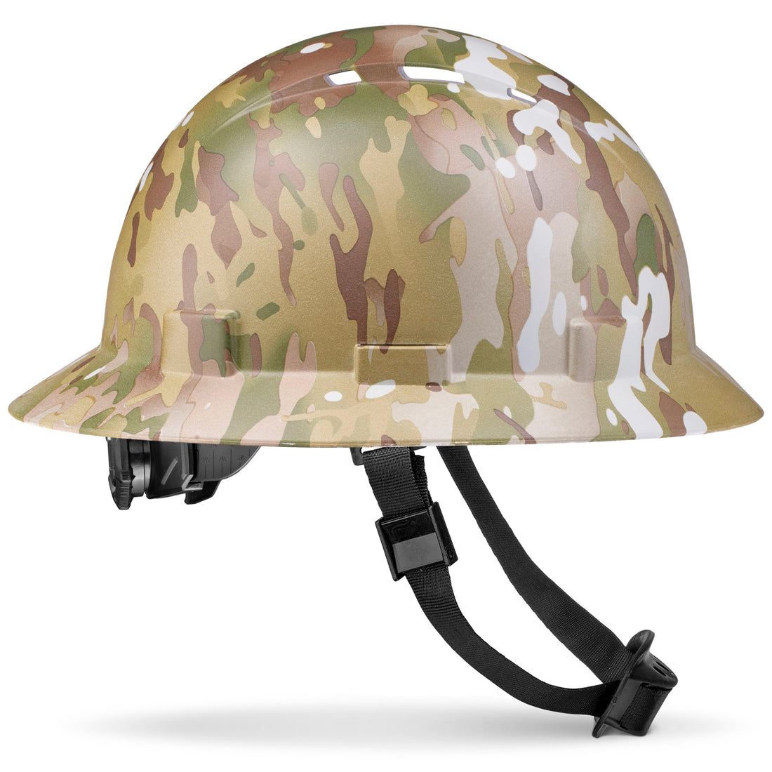Full Brim Army Camo Matte Finish Vented Hard Hat