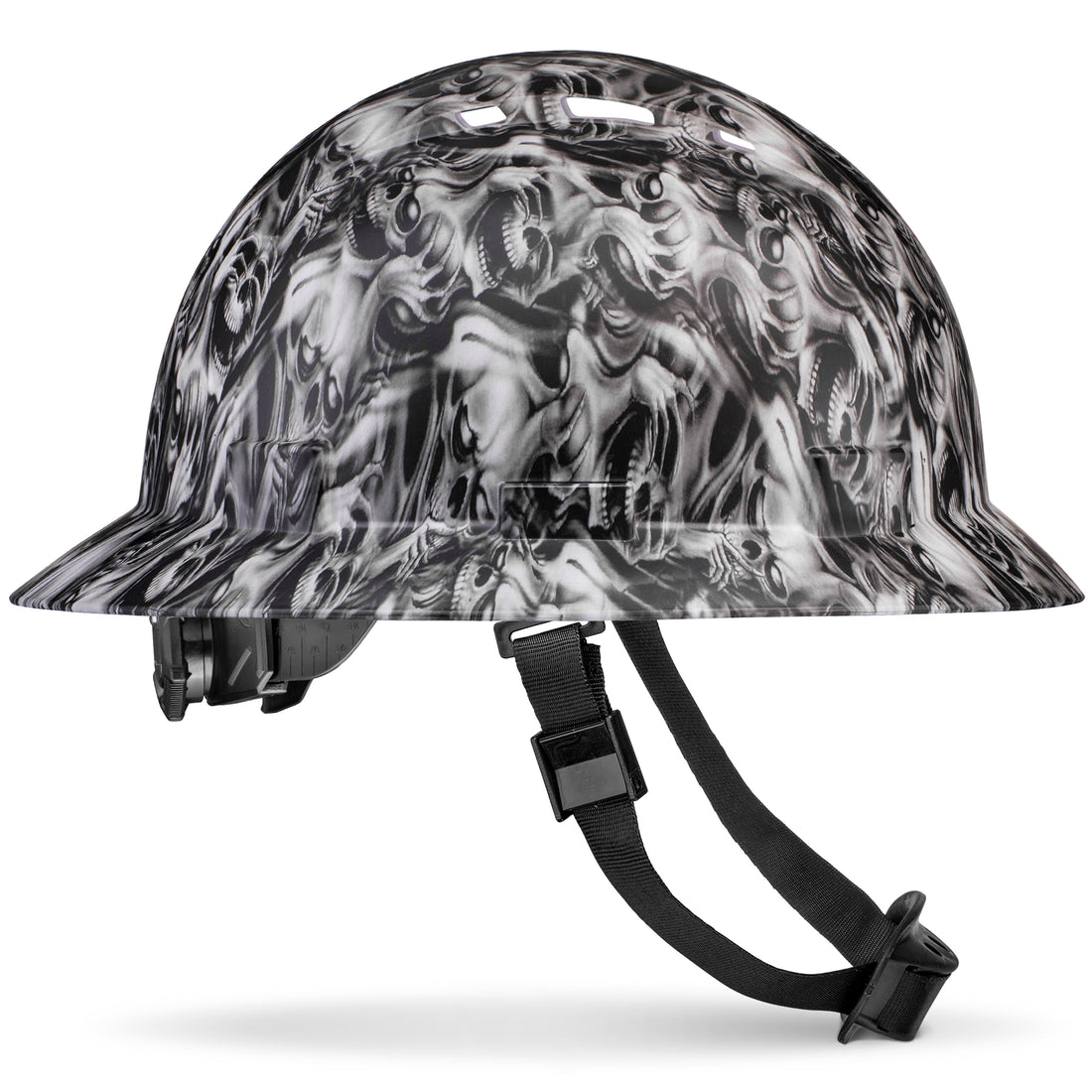 Full Brim Three Wise Skulls Matte Finish Vented Hard Hat