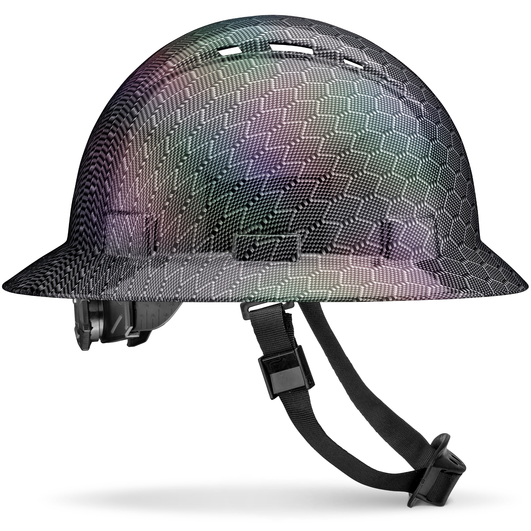 Full Brim Laser Honeycomb Graphite Design Gloss Finish Vented Hard Hat