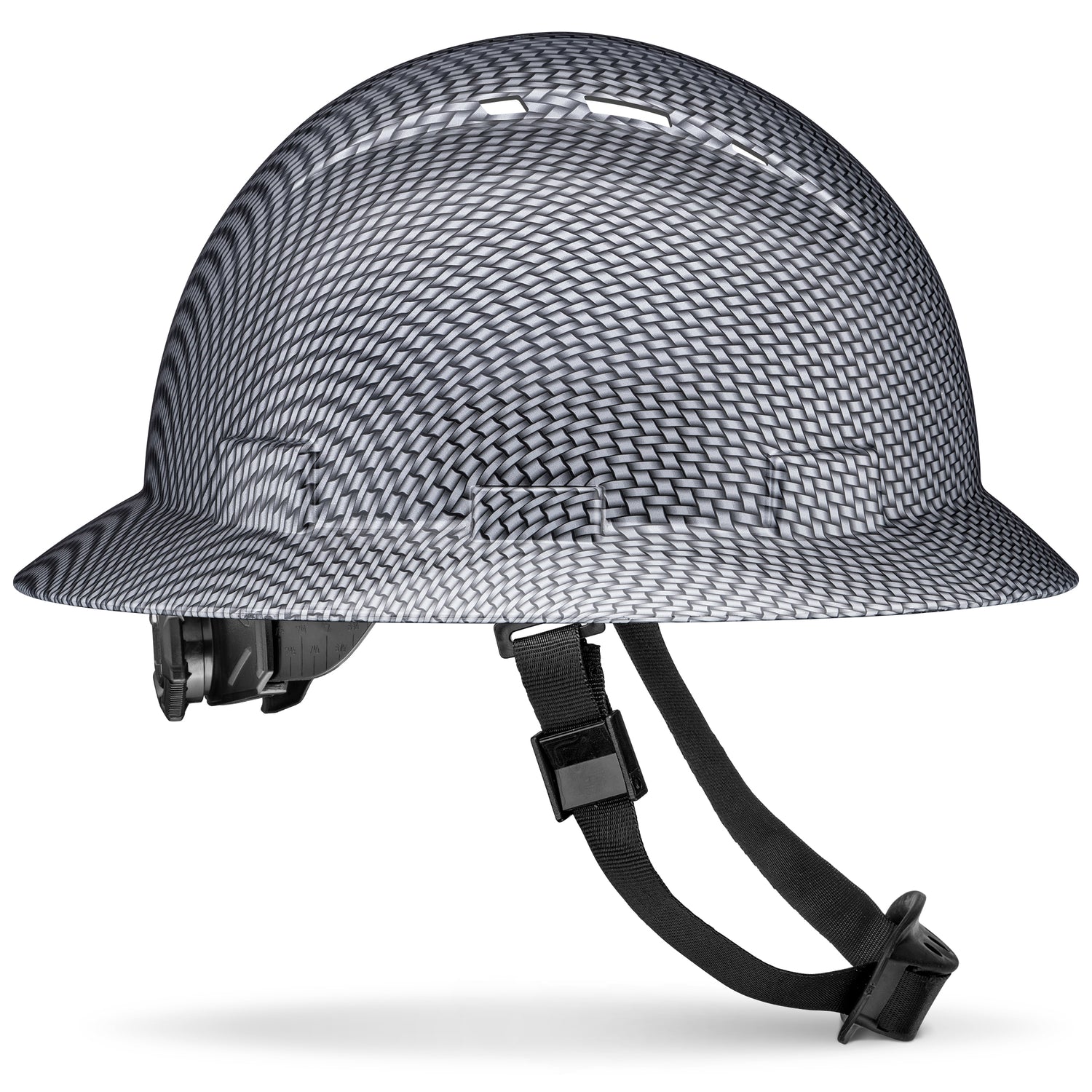 Full Brim Grey Weave Graphite Design Gloss Finish Vented Hard Hat