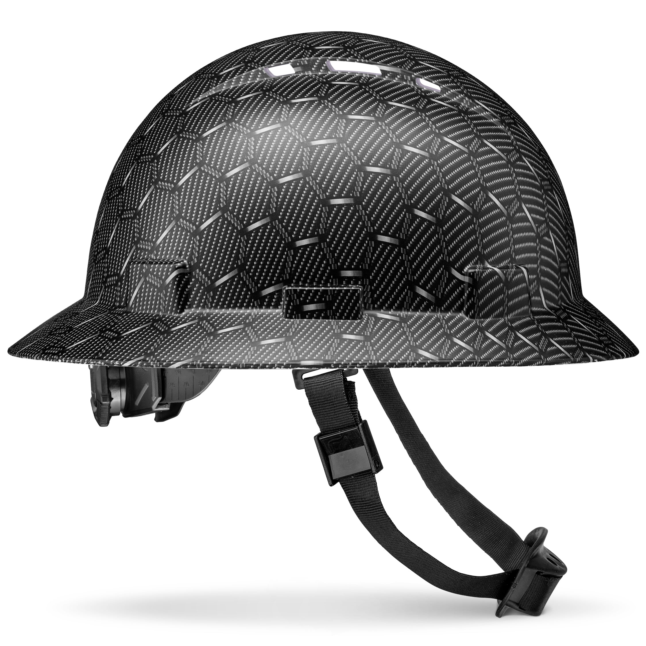 Full Brim Black Honeycomb Graphite Design Matte Finish Vented Hard Hat