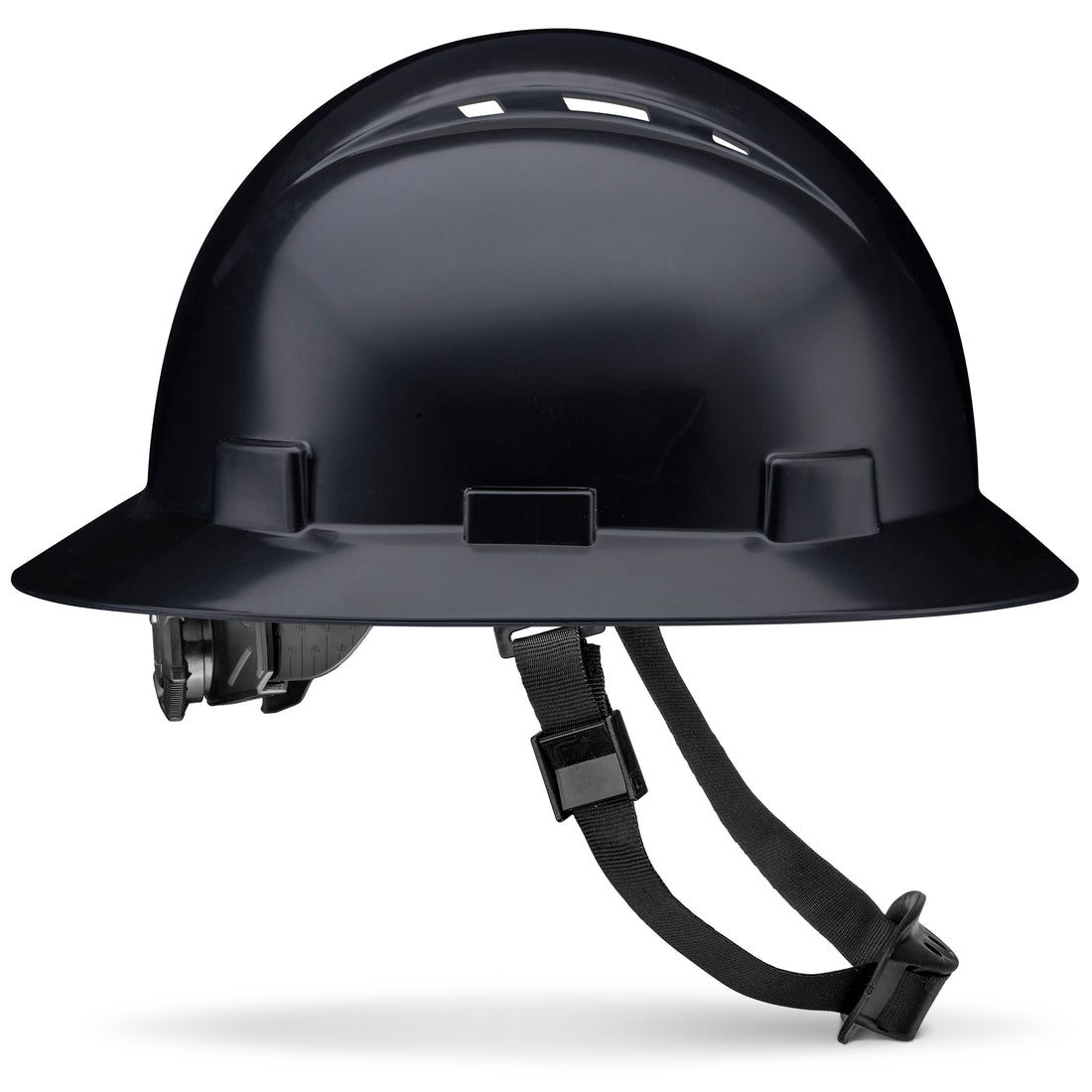 Full Brim Black Vented Hard Hat
