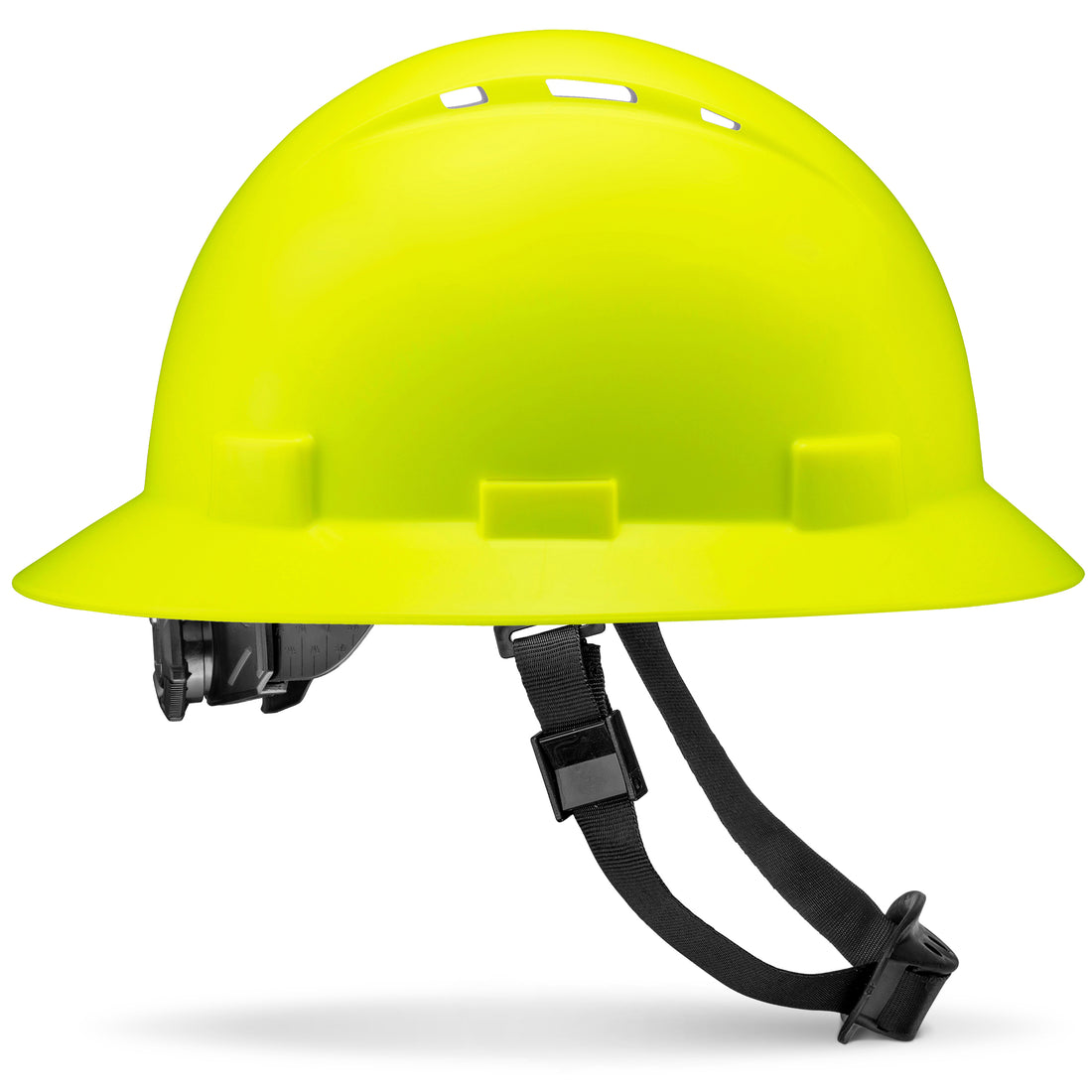 Full Brim Hi-Vis Lime Vented Hard Hat