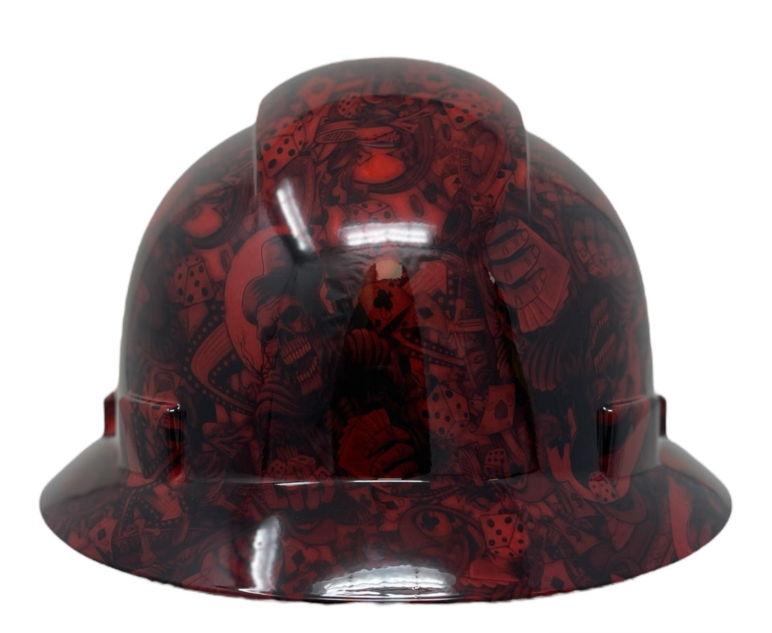Full Brim Casino Fatale Red Gloss Finish Vented Hard Hat