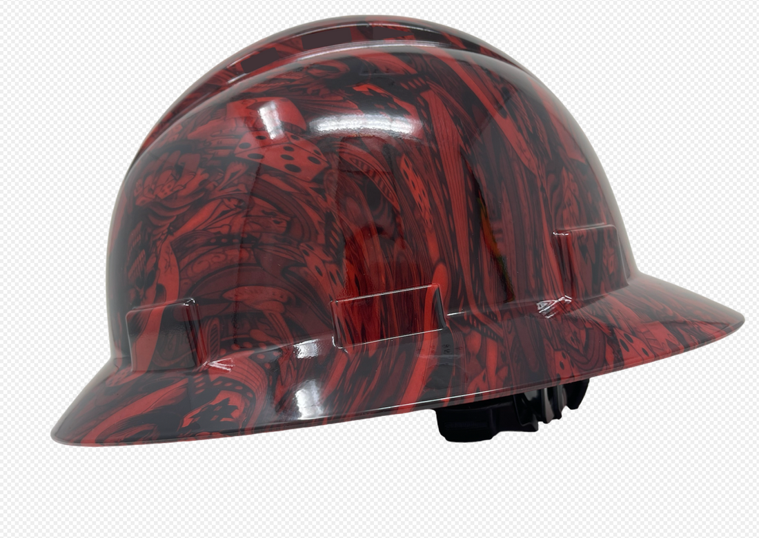 Full Brim Casino Fatale Red Gloss Finish Vented Hard Hat